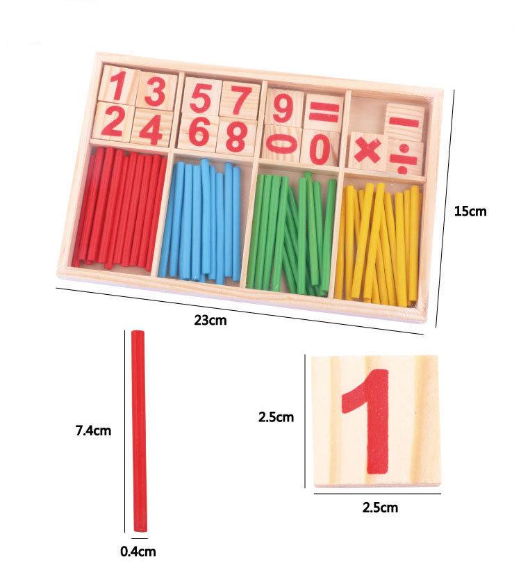 1 Set Wood Educational Teaching Aids Number Math Calculate Game Colorful Counting Sticks Kids Learning Education Toys