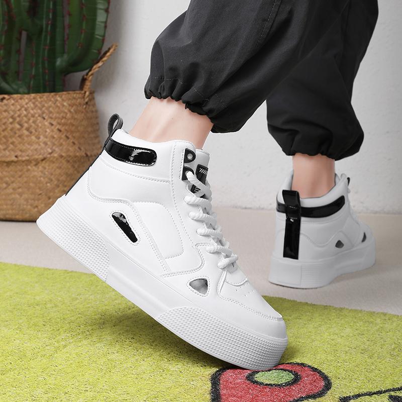 Men White Running Shoes Skateboard Street Style Sneakers Students High Basketball Shoes Large Size