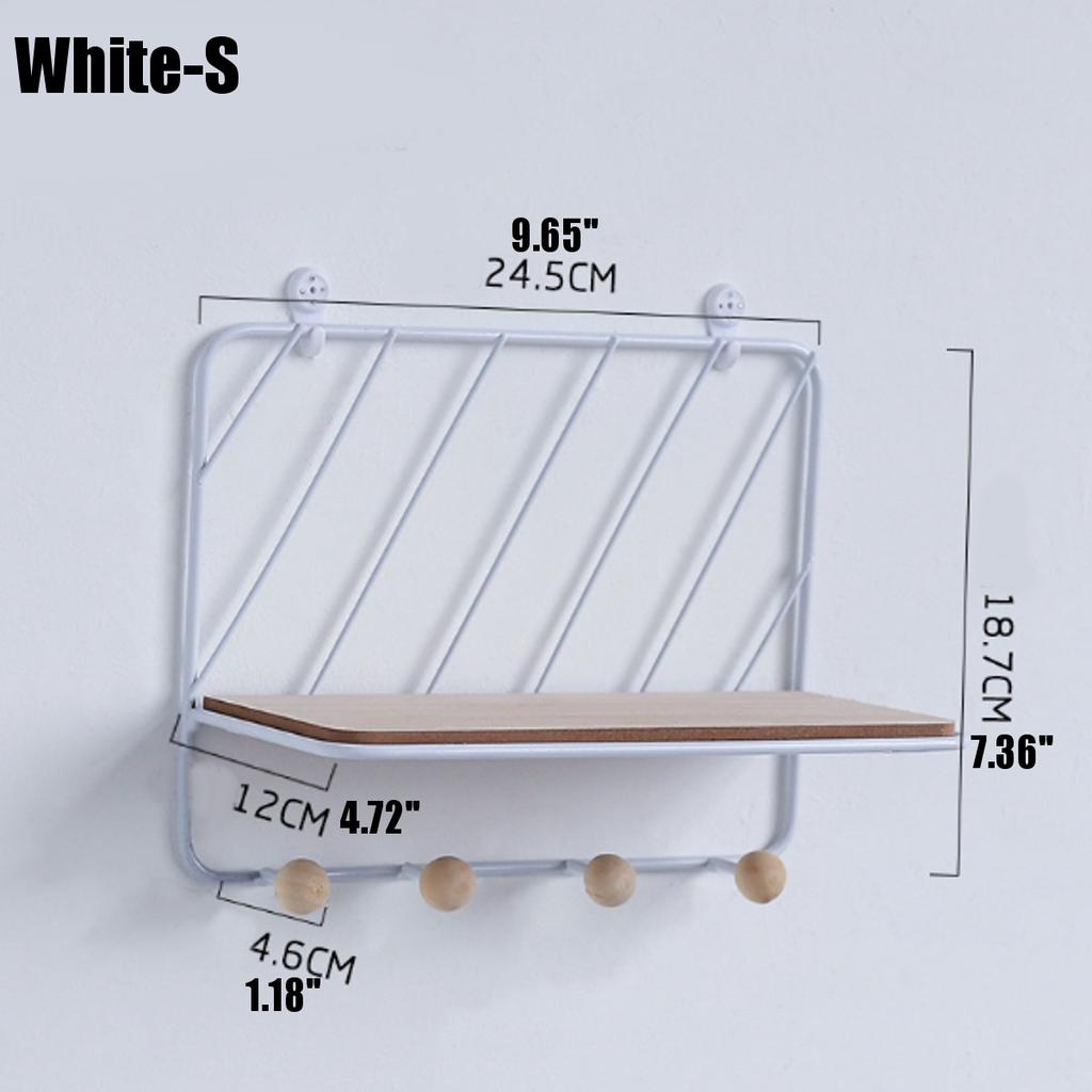 Buy Floating Wall Mounted Shelf Rack Storage Unit With Hooks Basket Key
