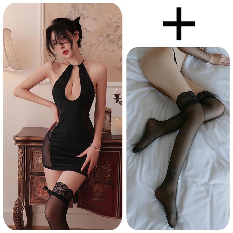 Dress Hanging Neck Tight Fitting,eep V-short Hip Hugging Skirt with Exposed Breasts Sexing Clothes for Women Erotic Lingerie Xxx