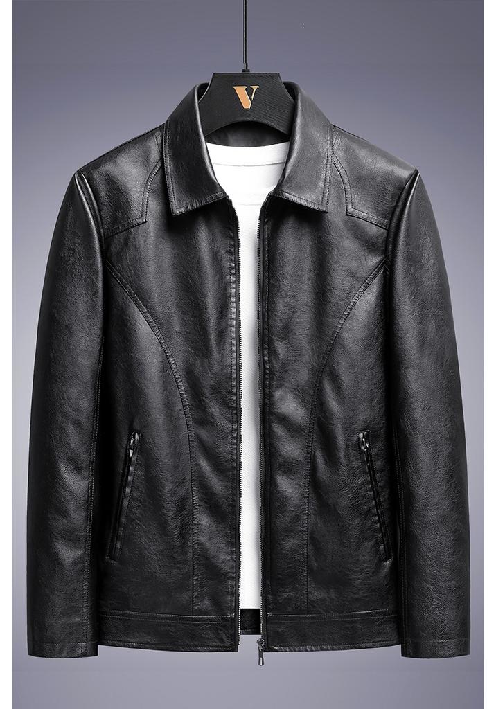 Spring and Autumn New Men's Leather Jacket Stand-up Collar Zipper Pocket Trendy Men's Decoration Fashion Casual Trend Versatile Leather Jacket Men