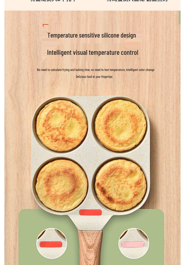 Carefully Crafted Maifan Stone Non-Stick 4-Hole Egg & Burger Frying Pan for Breakfast