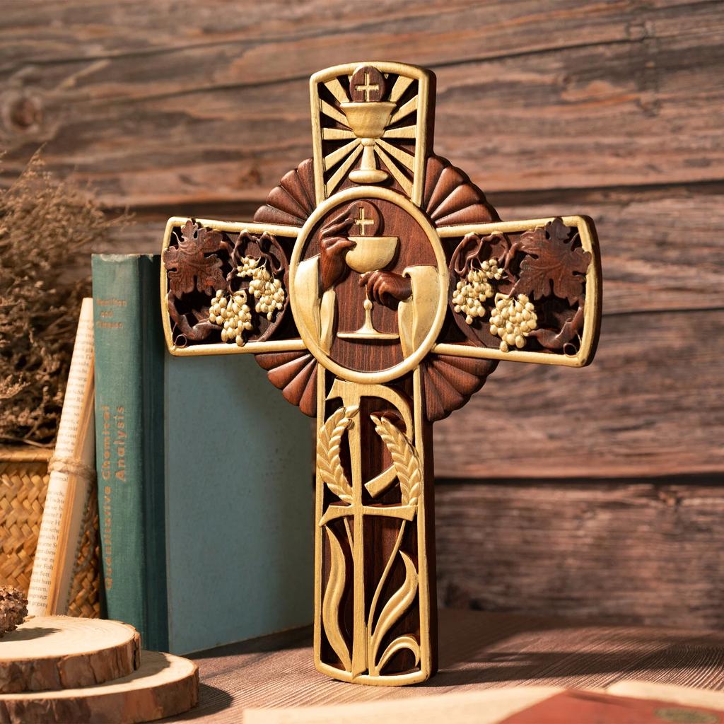 Christ's Religious Wood Holy Cross for Indoor Wall Hanging, Jesus Catholic Gift