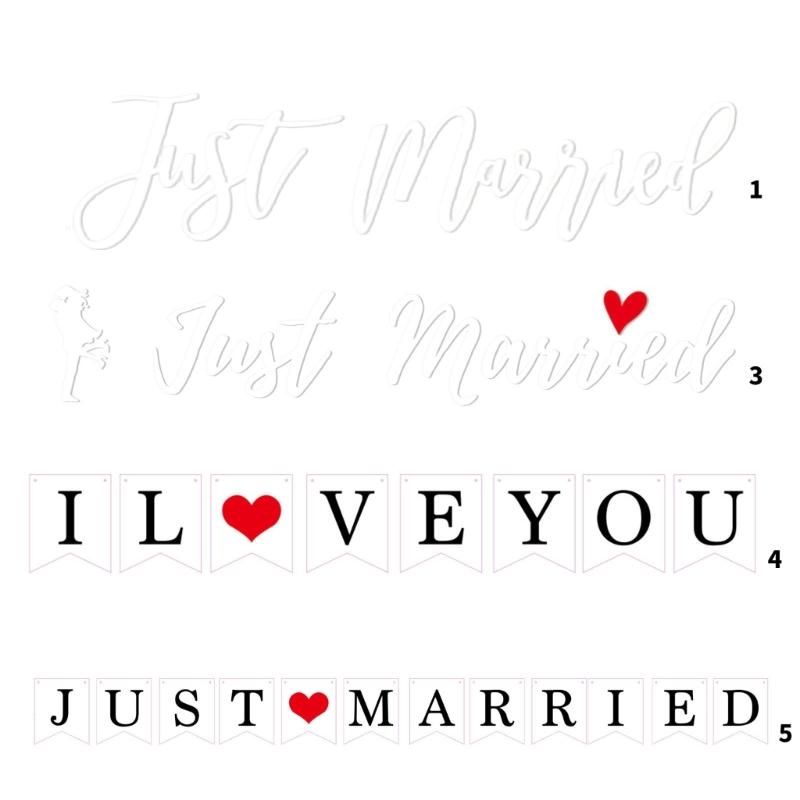 Removable Wedding Car Decals Just Married Vinyls Stickers For Bridal Shower Party Home Decorations Window Murals Gift