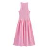 SAW Sleeveless Plaid Summer Dress with Round Neck