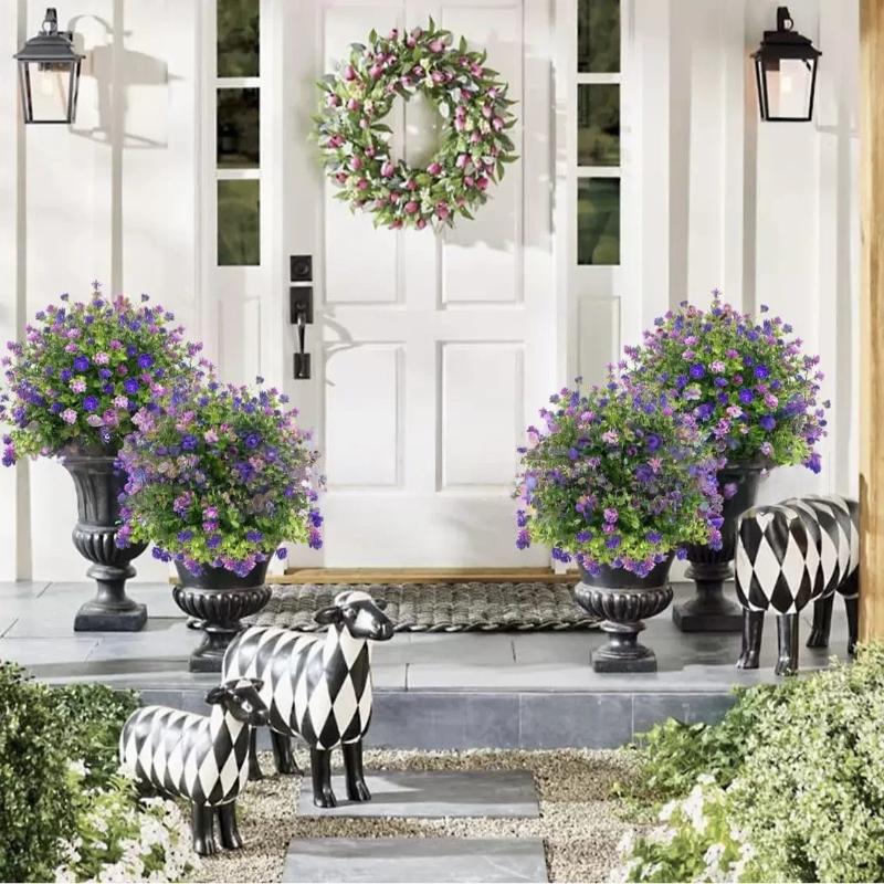 Artificial Flower,Artificial Petunias With Ground Stake, 18" Outdoor Faux Flowers For Garden, Yard, Planter And Porch