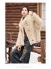 Women's Wool Fur-Trim Coat - Autumn/Winter, Casual Loose Fit, Stand-Up Collar, Single-Breasted (HE8835)