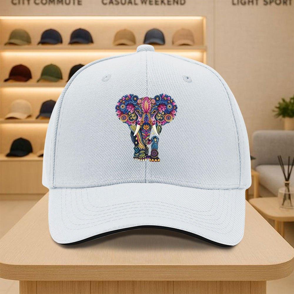 Colorful Mandala Elephant Baseball Cap Adjustable Polyester Outdoor Sports Casual Cap Unisex