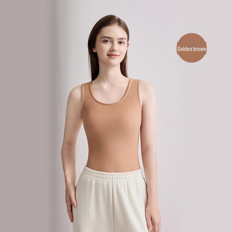 

Женский кашемировый шелковый бюстгальтер с подкладкой – теплое нижнее белье на осень и зиму M (90-105 catties) золотисто-коричневый