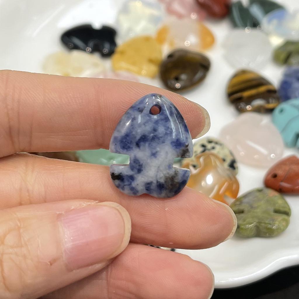 3Pcs Fish Shaped Natural Stone Pendants 16x21mm, Cute Charms for Handmade Jewelry Makers, Necklace Earring DIY Supplies