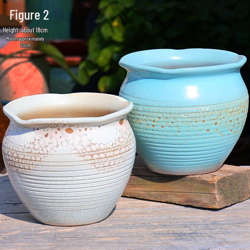 Minimalist Large Coarse Pottery Flower Pot for Succulents and Green Plants