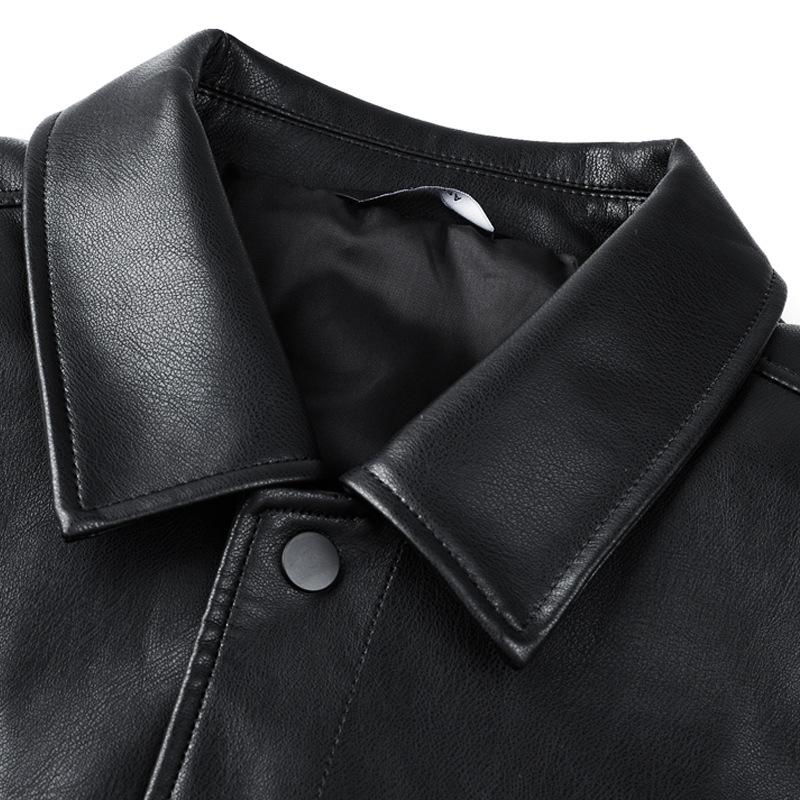 Leather Jacket for Middle-aged Men Thin Solid Color Men's Leather Jacket Spring and Autumn New Outdoor Men's PU Leather Jacket