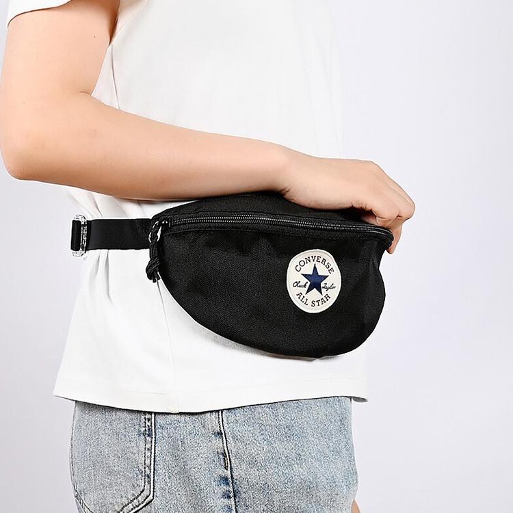 Converse Polyester One Shoulder Crossbody Fanny Pack Regular Unisex Black (Unisex) Fanny Packs 10018259 001 / 10018259 A01