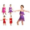 Kinder Strass Fransen Crop Top und Stufen-Quastenrock Set V-Ausschnitt Gekreuzter Rücken Spaghettiträger für Lateinamerikanische Tanzaufführung