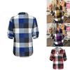 Stylish S-5xl Women's Long Sleeve Plaid T-shirt Blouse With V-neck Design