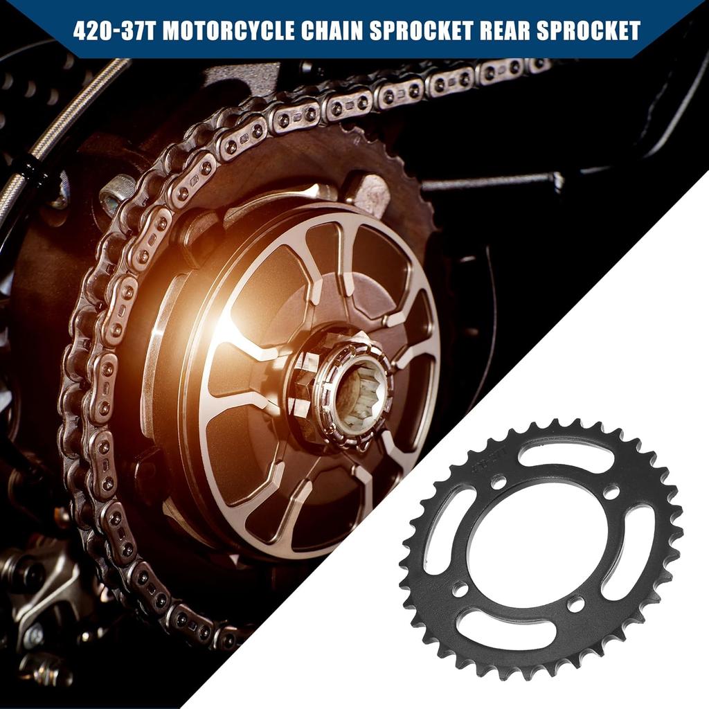 420 Pitch 37 Tooth Motorcycle Chain Sprocket Rear Sprocket/Rear Side for 50cc 70cc 90cc 110cc 125cc Dirt Pit Bike Mini Bike ATV 4 Wheelers