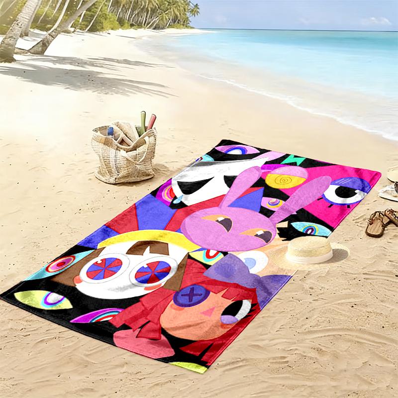 1 pièce La Serviette de Plage du Cirque Numérique Incroyable, Une Serviette de Plage Vibrante Convient aux Activités en Plein Air, au Camping, à la Randonnée