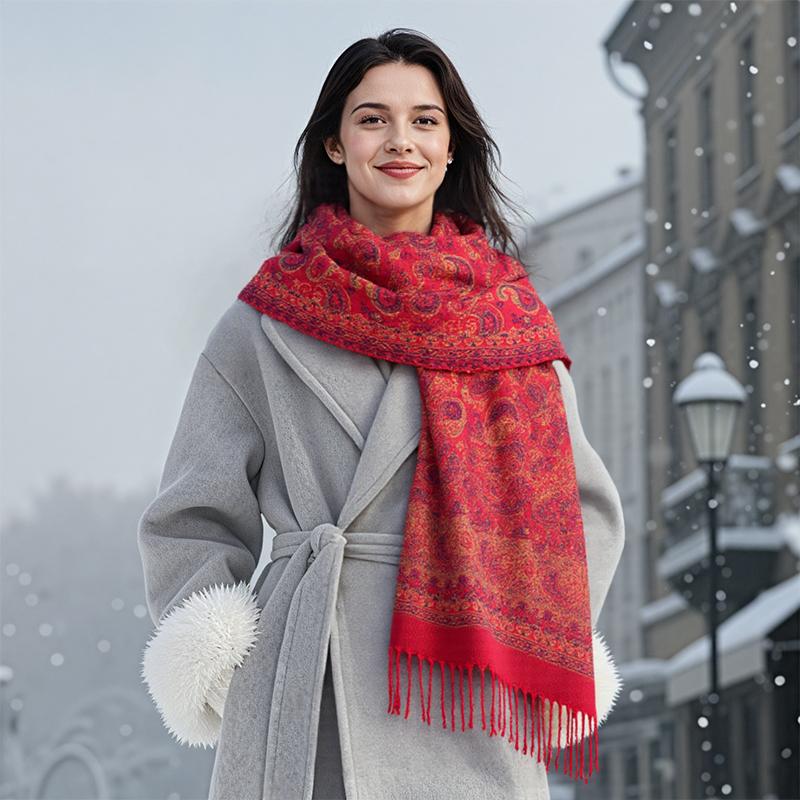 Winter Scarf for Women Paisley Floral Cashmere Warm Jacquard Pashmina Blanket Wraps Female Thick Bufanda Shawl Poncho Echarpe