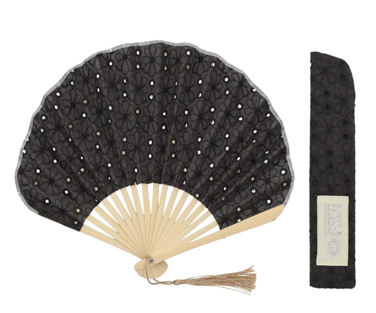 Friends Hill Folding Color Dark Gray SUNNY&FRIENDS Fan, Lace, CS-138-175