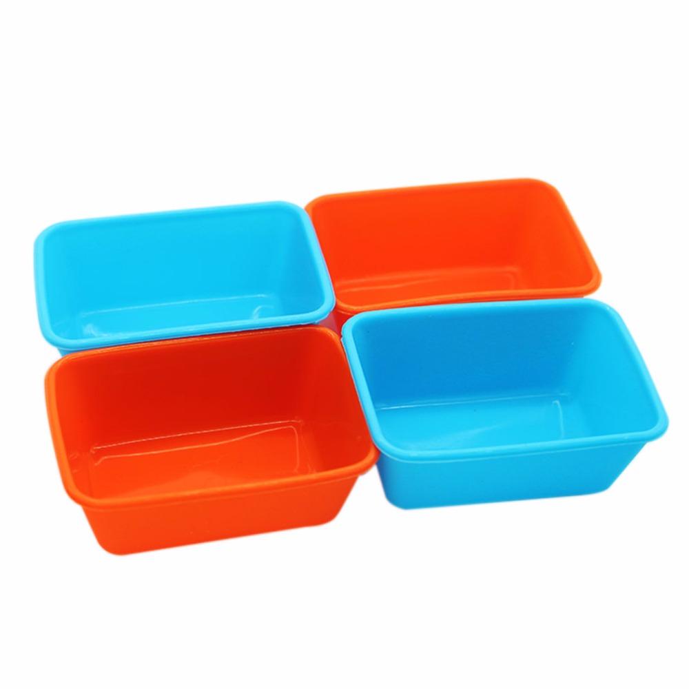10Pcs Rectangle Silicone Small Loaf Pan Muffin Baking Cups Cupcake Mold Non Stick Easy Clean