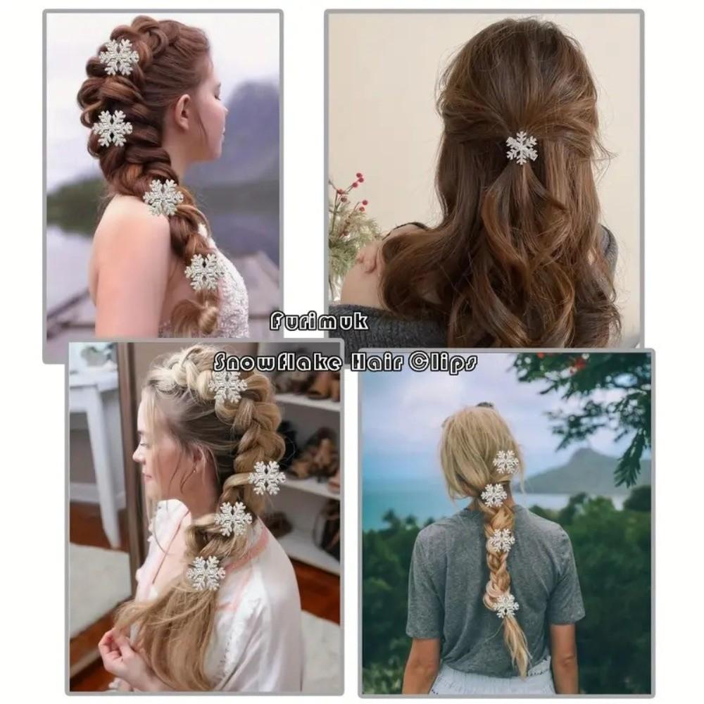 Sliver Snowflake Hair Clip Sparkly Rhinestone Hairpins Headwears Christmas Hair Accessories