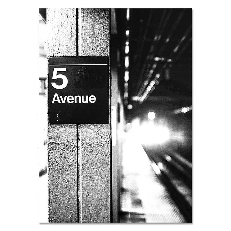 New York Picture Black and White Wall Art for Living Room Decorative Painting Canvas Poster Street Sign Building  Wall Decor