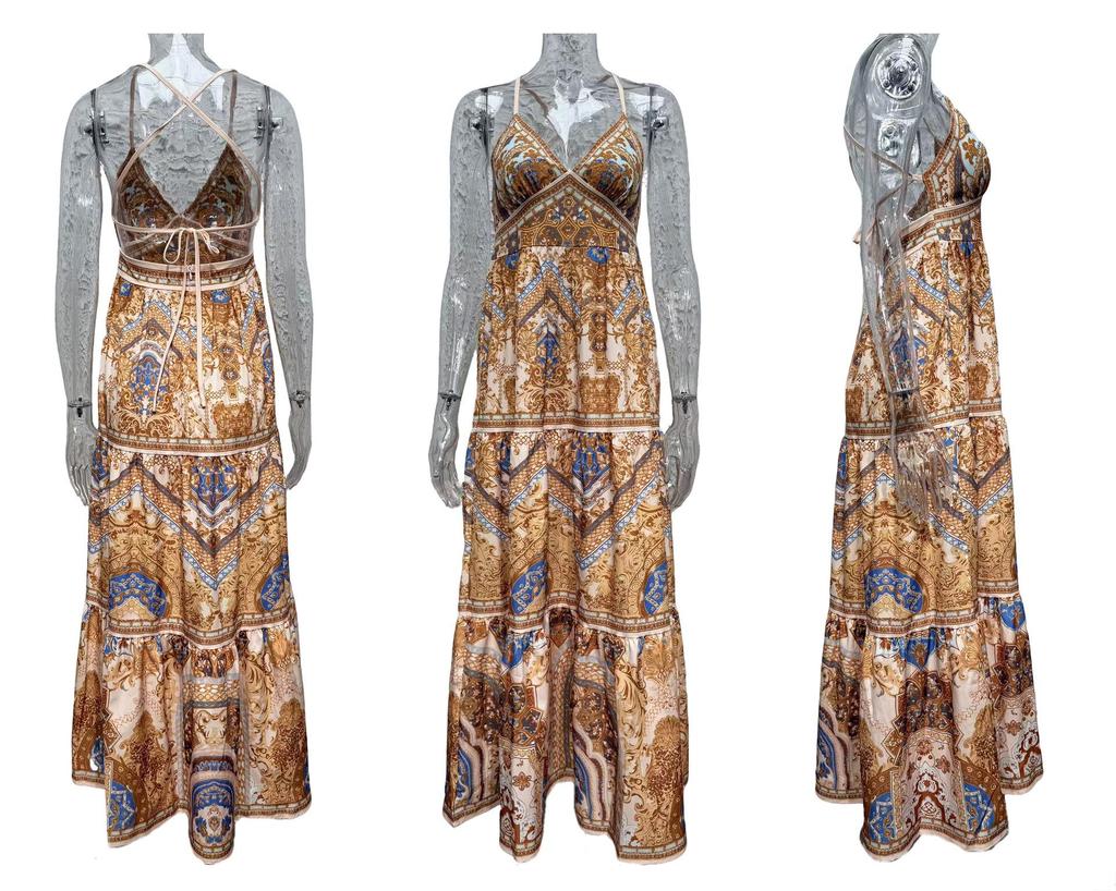 European Bohemian Retro Floral Maxi Dress with Waist-Cinching Design (2026 Edition)