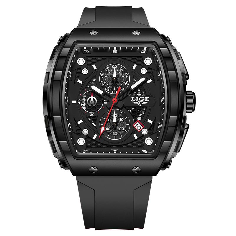 Men Watch Fashion Business Watch Men Square Black Silicone Luminous Waterproof Quartz Wrist Watches For Men Montre Homme
