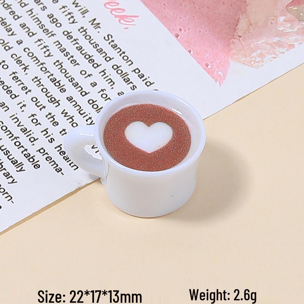 Handmade Heart-Shaped Latte Art Coffee Cup Toy, DIY Ornament, Cream Glue Accessories, Resin Parts