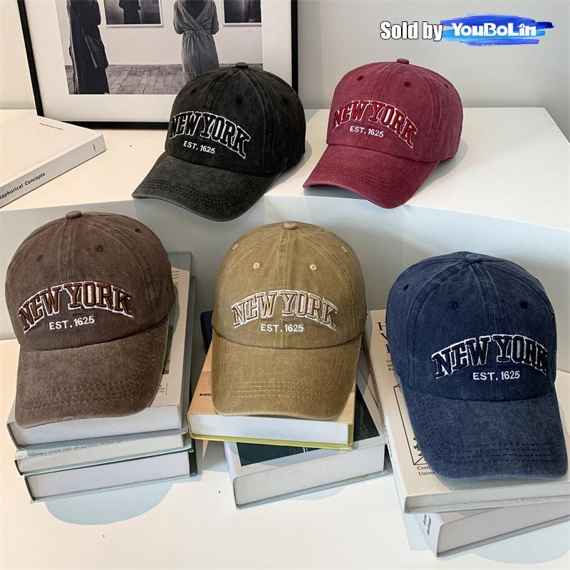 New Soft-Top Washed Retro Coated Fabric Baseball Cap 3D Embroidered Sun Hat Distressed And Faded Truck Driver Caps Dad Hats