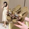 Thick-soled Heightening Cool Slippers for Women's Summer Wear 2025 New Models with Skirts, Fashionable Temperament, Wedge Heels, Muffin, Beach Shoes