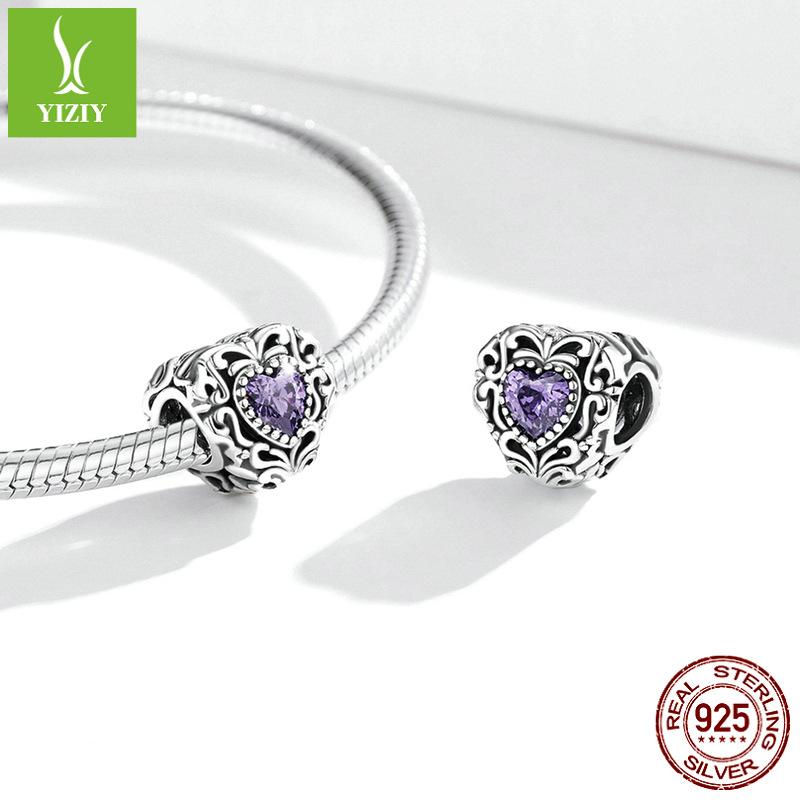 Retro Court Style Diy Bracelet Beaded, French Elegant Purple Zircon Bead Accessories