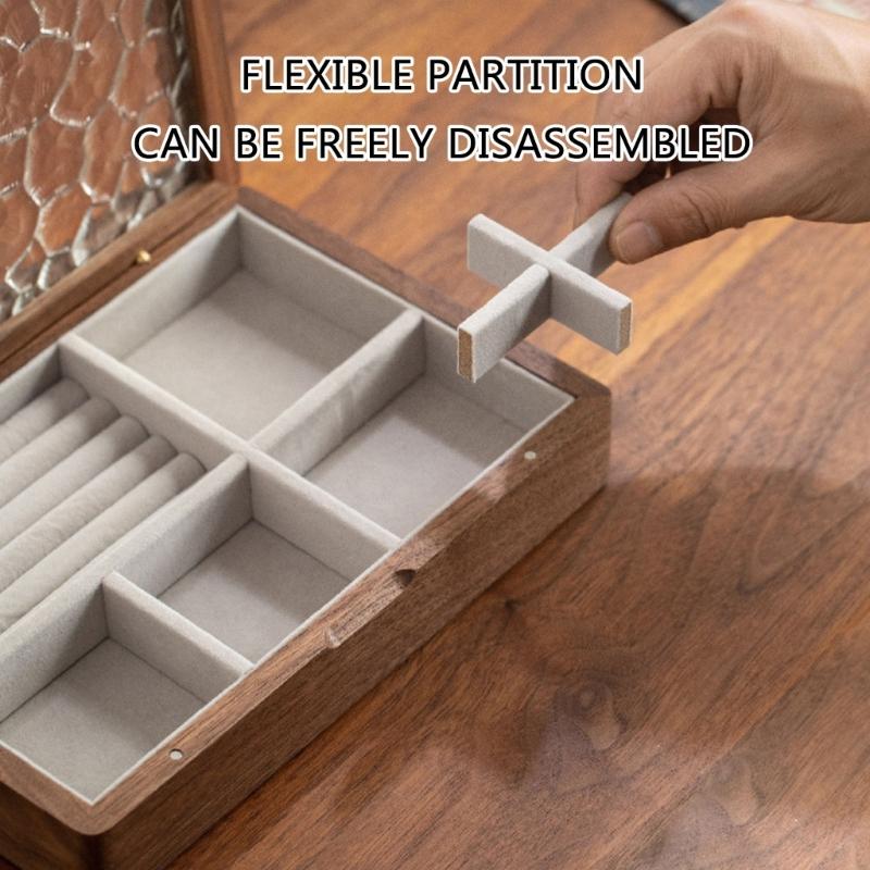 Portable Jewelry Storage Box Sturdy Wood Organizers with Soft Lining Accessory for Home Organization and Travel Use