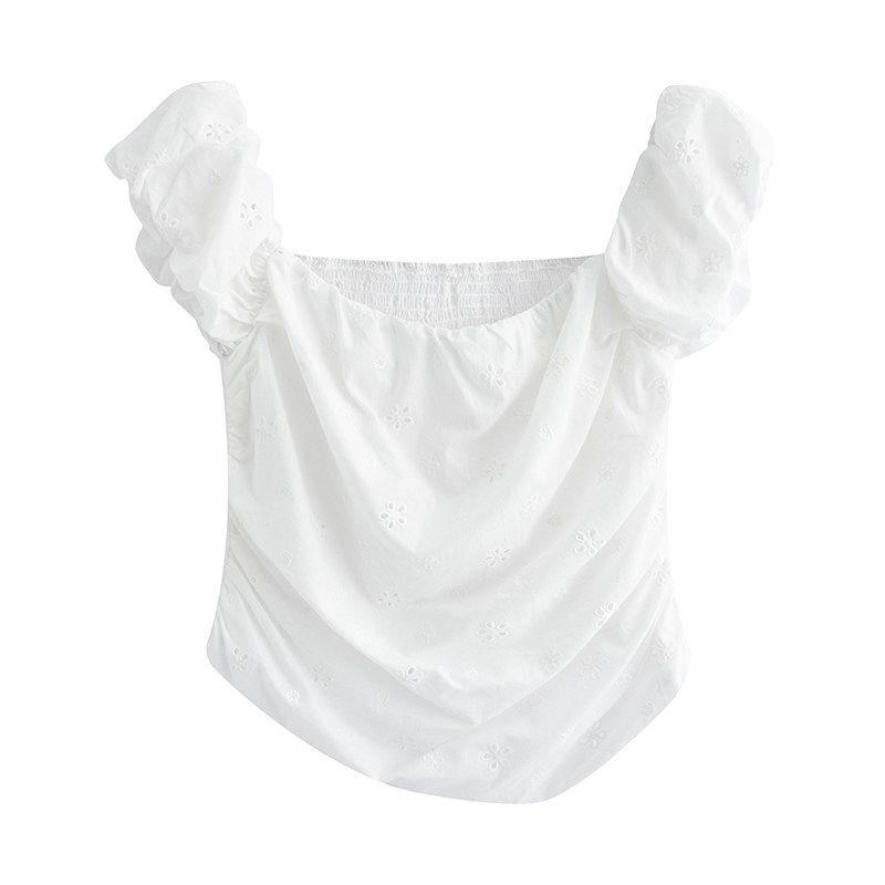 

Julu Studio Star Sand Milk Slightly Oversized Girls Silm Slimming Sense of Design off-Shoulder T-shirt Plus Size Tops White M