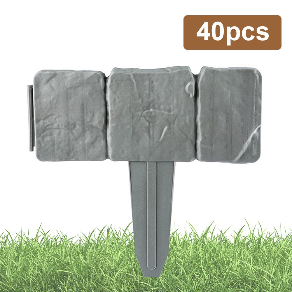 

40 шт. Пластиковый садовый бордюр, имитация камня, ограждение для патио, уличный барьер для газона, двора, ландшафта, забор для растений