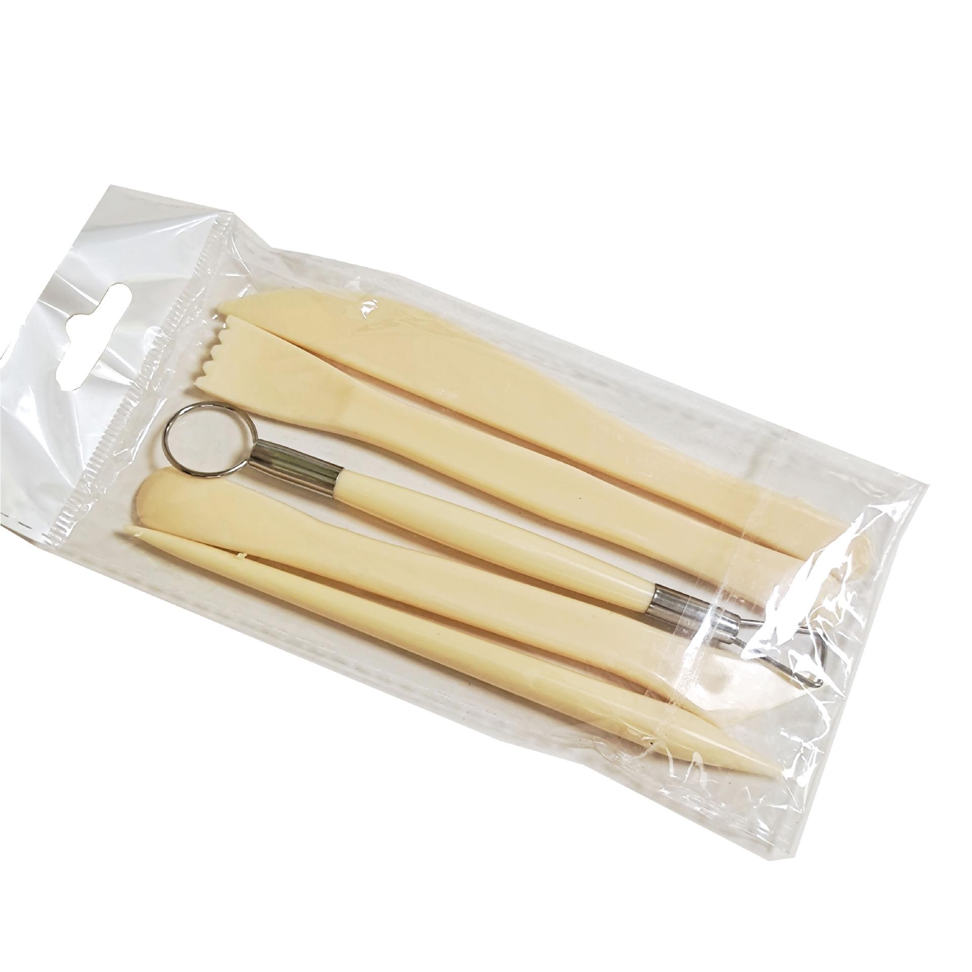 5-Piece Polymer Clay & Pottery Sculpture Tool Set Beige