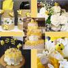 10Pcs Felt Bees Decoration for Crafts Wool Bee Decor Plush Knitted Flowers for Tiered Tray Decoration DIY Craft Decoration Party