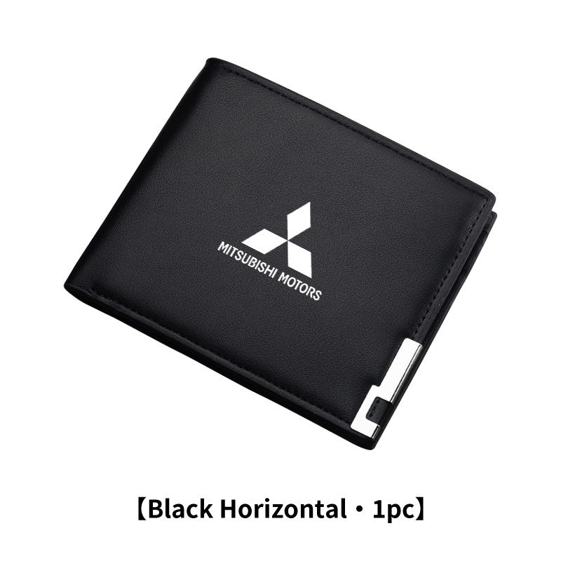 Men Leather Zipper Wallet Coin Pocket Vintage Big Capacity Male Short Money Purse For Mitsubishi Outlander Lancer Eclipse Mirage