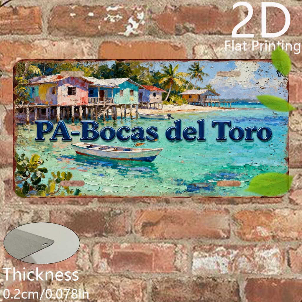 D FlatPlaque Cover And Plaque Panama Bocas Del Toro Vintage Metal Plaque Sign Panama Style Decorative Plaque