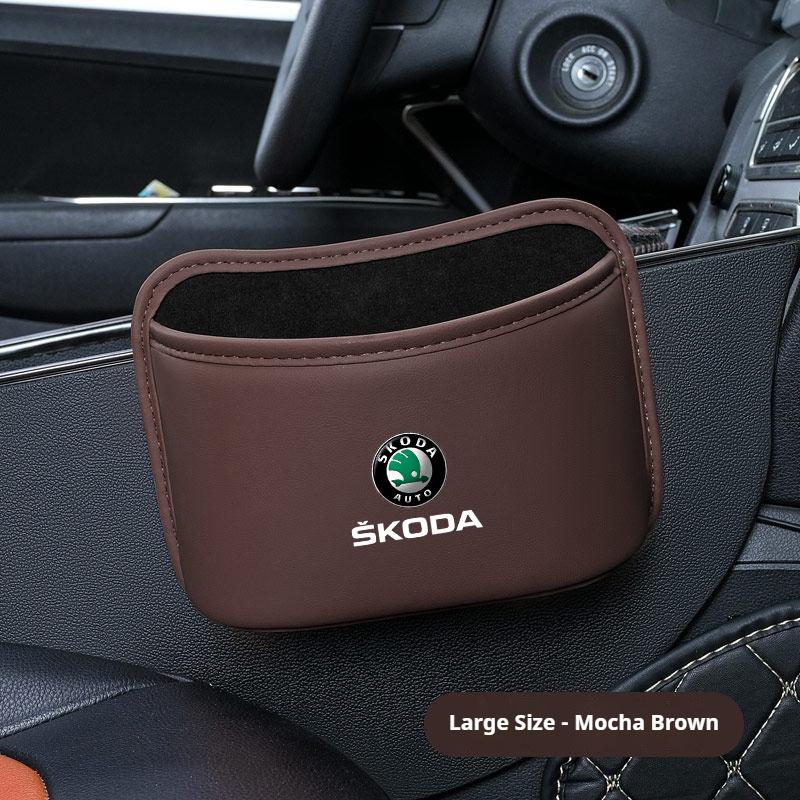 HQKI8 Car Door Storage Box Seat Hanging Trash Can Trash Can Car Interior Accessories For Skoda Octavia Superb Rapid Kodiaya Kroya