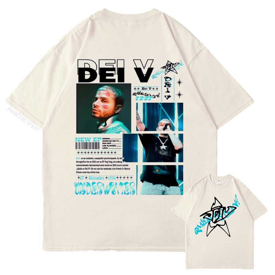 Quien Es Dei V Underwater 2025 Tour Graphic T Shirt for Unisex Women Hiphop Streetwear Oversized Tops 100 Cotton TShirt EDV1