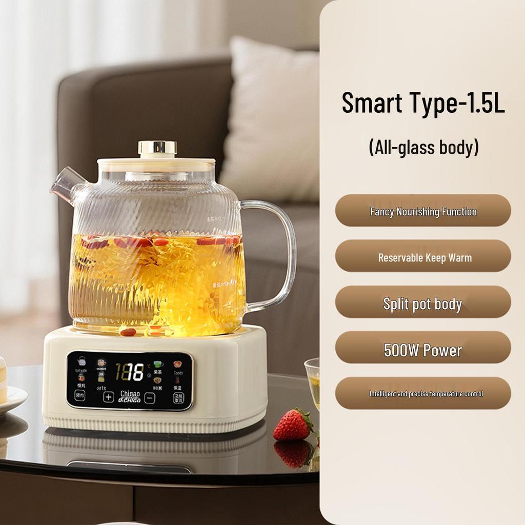Smart Glass Tea Brewer: Versatile Household & Office Kettle for Brewing and Stewing Flower Teas.