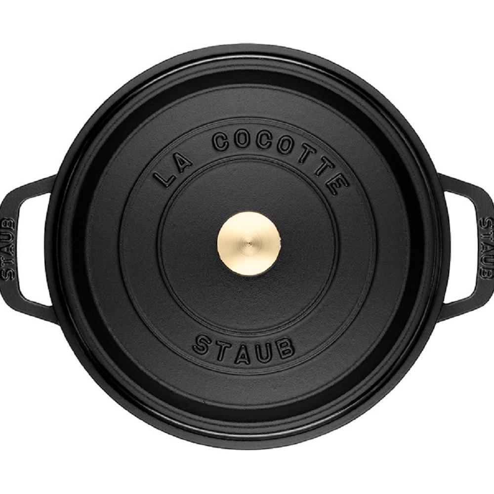 Staub Pico Cocotte Round Casting Esmaltado Panela Utensílios de Cozinha Preto 24cm 1102425 3.8L [Item]
