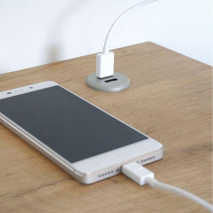 Bureau, Table Informatique Bureau, Pieds en Métal 76x135x60cm, USB Intégré Briebe Smuk Bois 04230