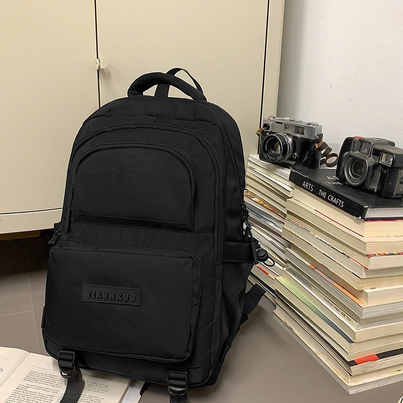 Schoolbag Junior high school college student large capacity backpack leisure short trip storage bag simple solid color trend backpack