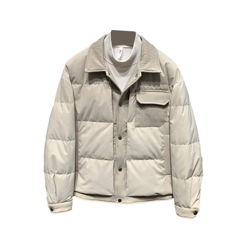 Men's Casual Patchwork Lightweight Down Jacket - Korean Style Winter Outerwear