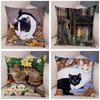 Pet cartoon animal pillowcase sofa home car  cute watercolor cat cushion cover decoration