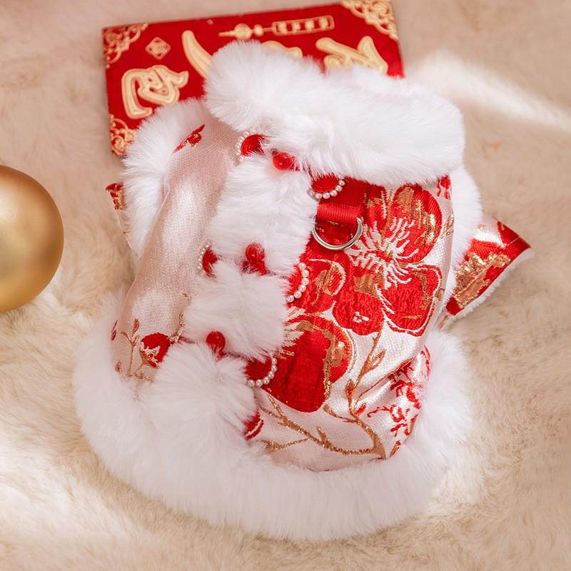 Pet Winter Chinese Style Cotton Coat Small Dogs Cats - Festive Two-Legged Outfit Warm XS To XXL