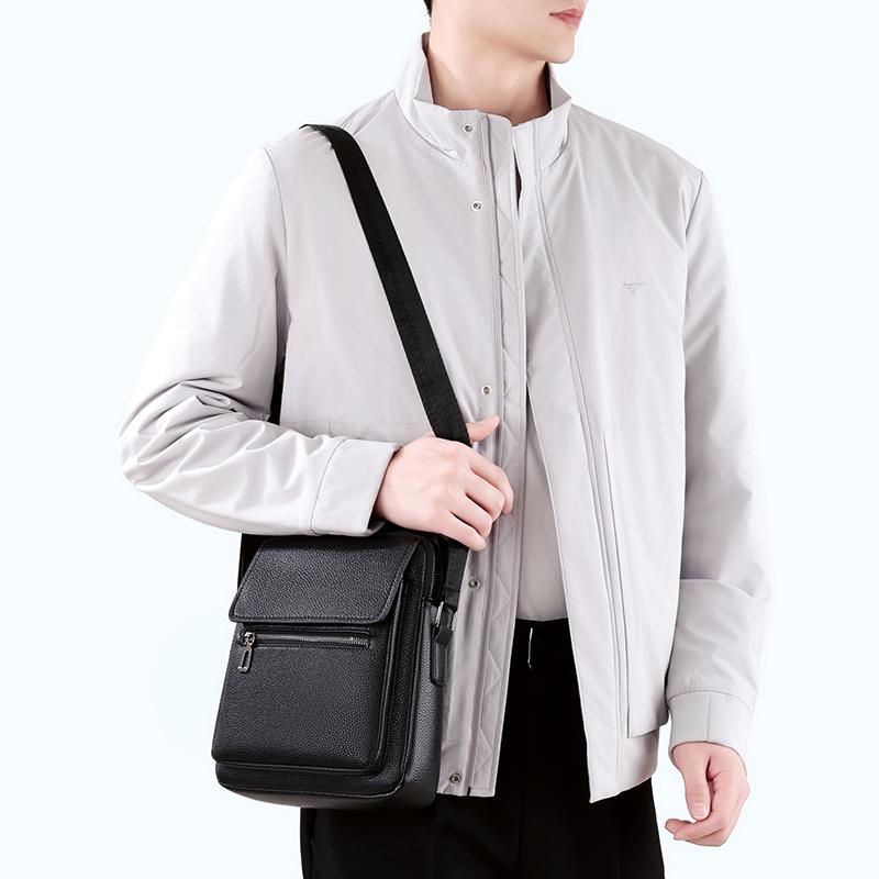 Business Shoulder Bag Men's Crossbody Bag Handbag PU Messenger Bag