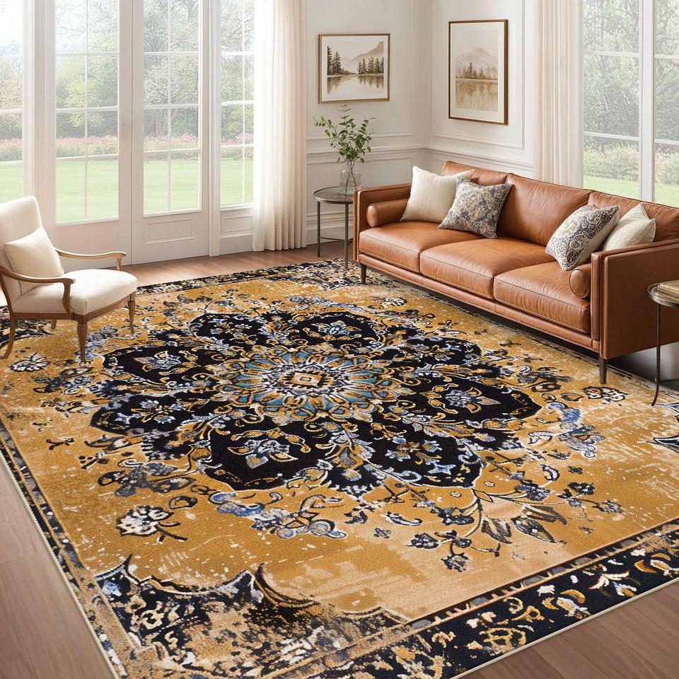 Persian Retro Large Carpets for Living Room Decoration Home Rug Boho Non-slip Bedroom Lounge Rugs Customize Coffee Tables Mat